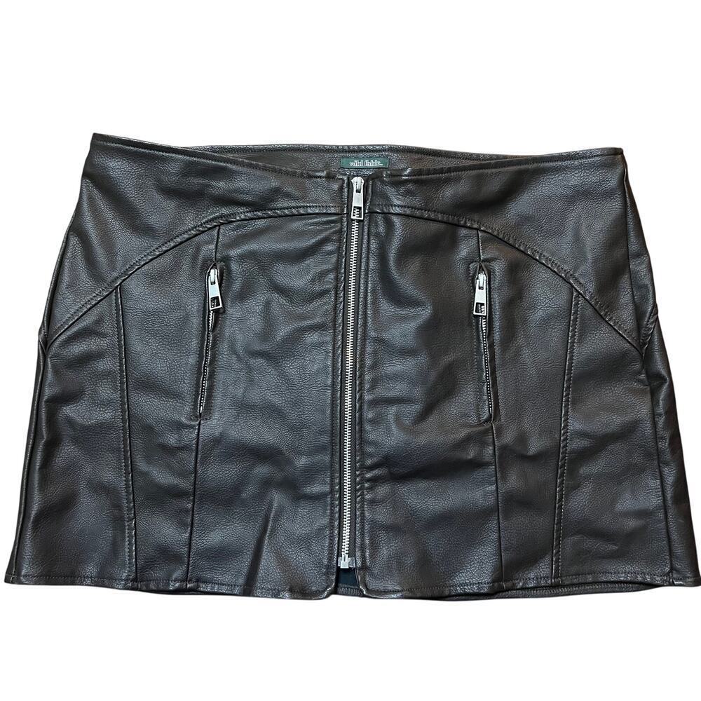 Wild Fable Dark Brown Faux Leather Mini Skirt Size Large
